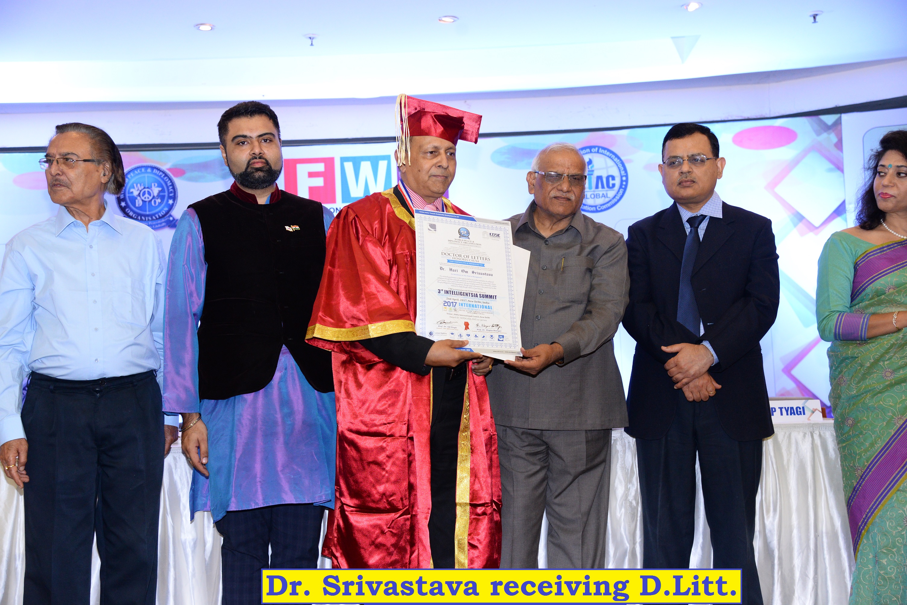 Dr. H. O. Srivastava receiving D.Litt degree